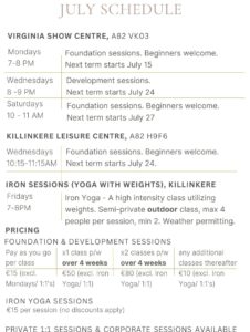 Yoga with Danielle July Schedule